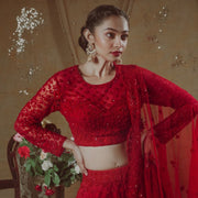 Traditional Red Lehenga Choli and Dupatta Dress Online