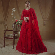 Traditional Red Lehenga Choli and Dupatta Dress