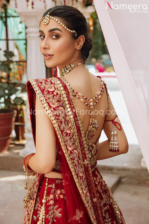 Traditional Red Lehnga Choli Bridal Dress Pakistani Online