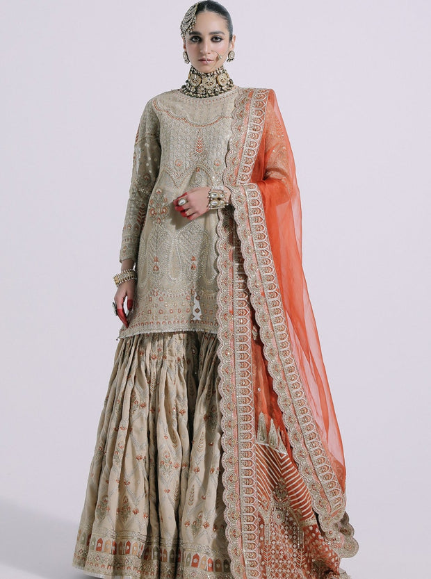 Traditional Rust Orange Sharara for Indian Bridal Wear