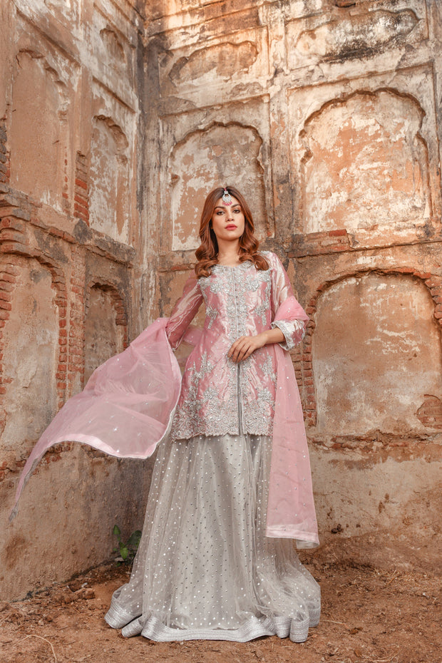 Traditional Silver Lehenga Shirt Dupatta Dress