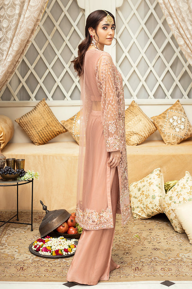 pink pakistani dresses Baby Pink Net Lehenga Frock Pakistani Bridal Dresses Nameera by Farooq