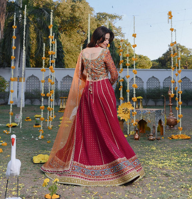 Traditional Wedding Lehenga with Choli and Dupatta Nameera by Farooq