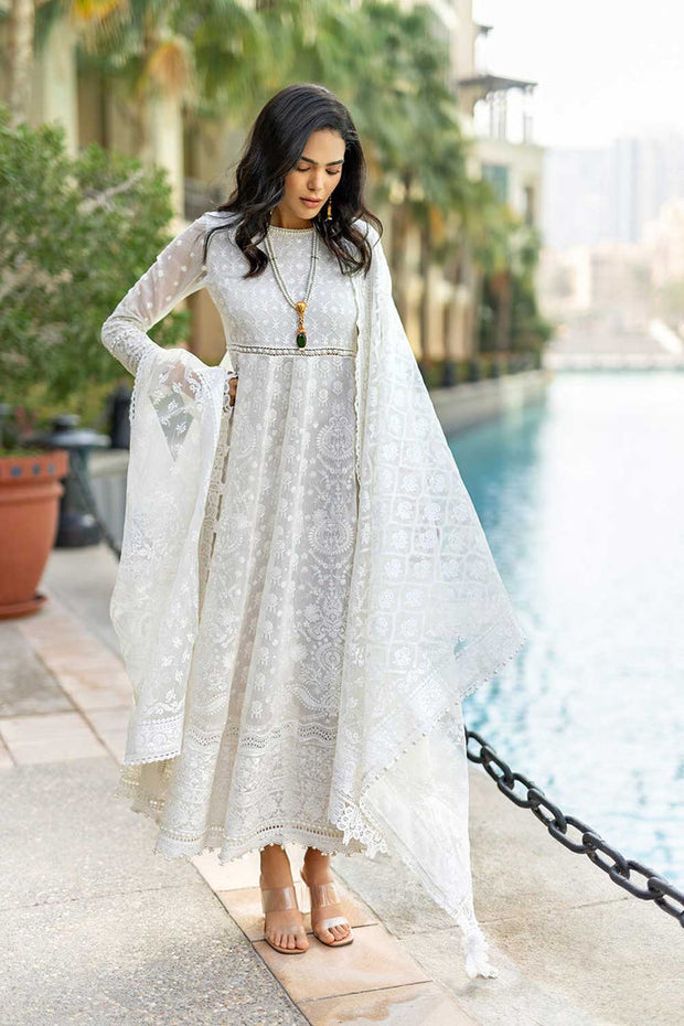 Traditional White Chikankari Suit for Pakistani Eid Dress