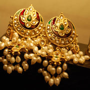 Traditional Jhumka Style Earrings Red Color