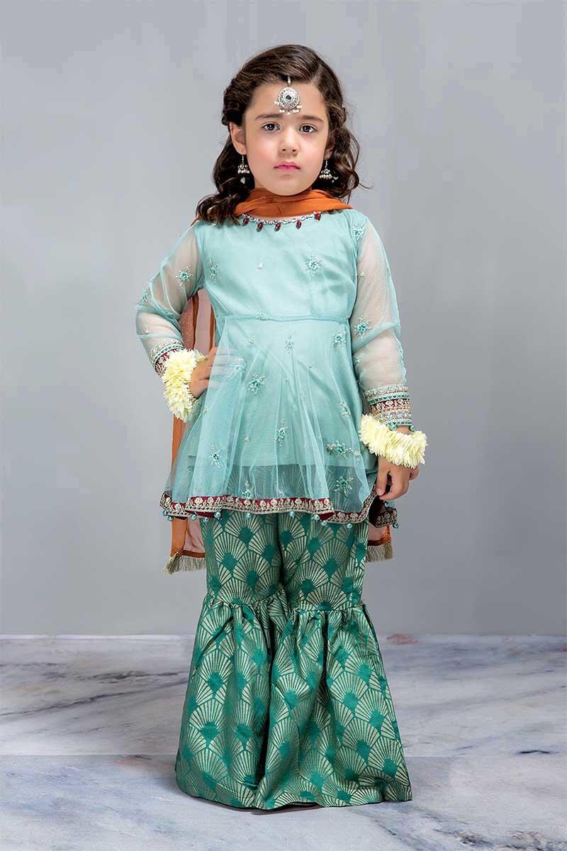 Traditional Kids Short Frock Gharara Designer Dress by Maria. B