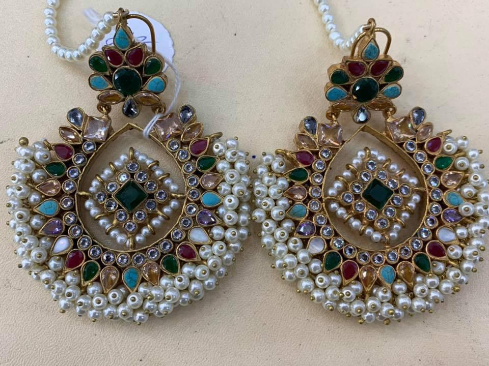 Traditional Kundan Earrings In Multicolor