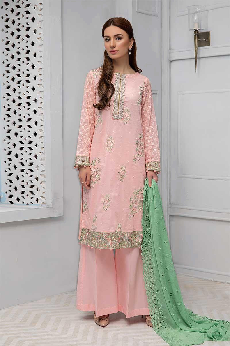Traditional Eid dress Pakistani in lavish peach color