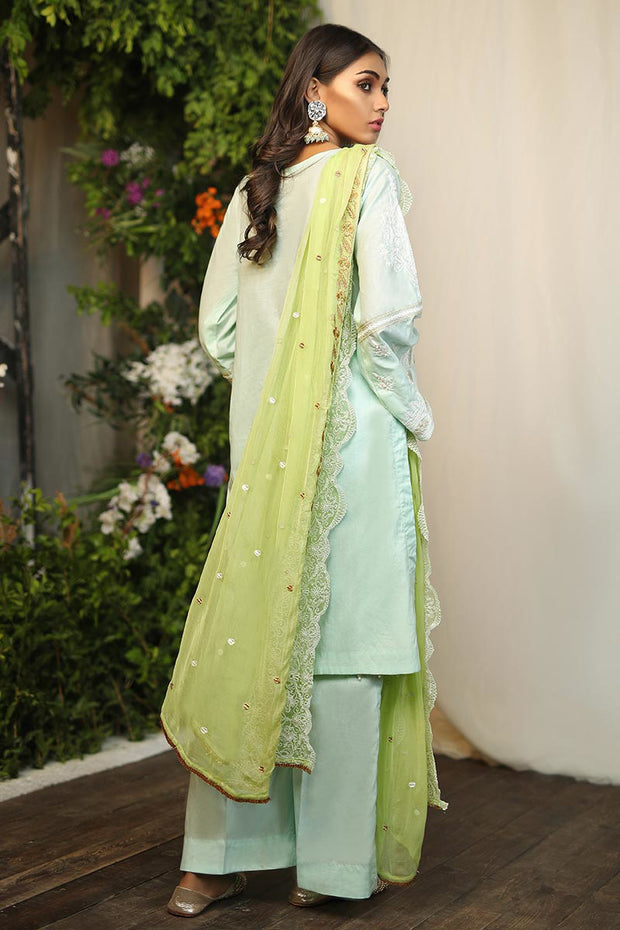 Pakistani traditional Eid outfit in beautiful aqua color # P2262