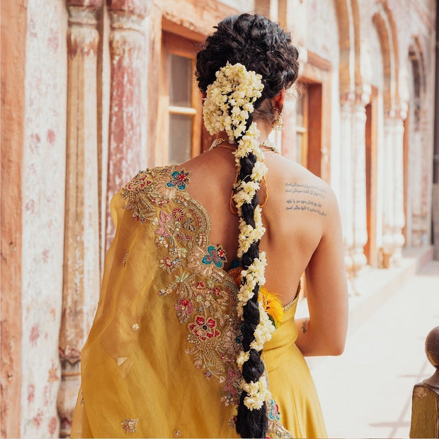 Traditional Yellow Bridal Lehenga with Open Frock