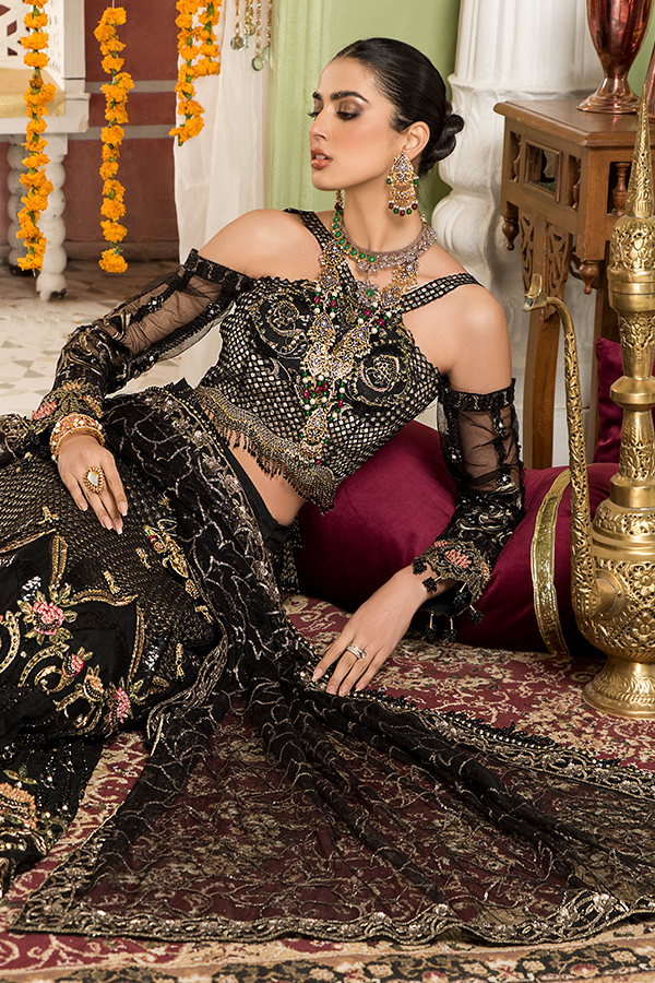 Trendy Black Pakistani Dress with Embroidery Designer