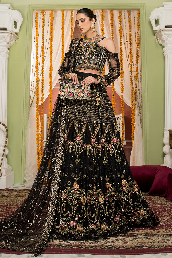 Trendy Black Pakistani Dress with Embroidery