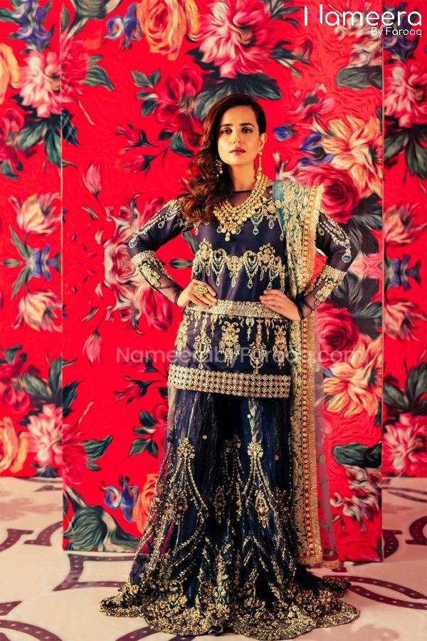 Trendy Pakistani Gharara Wedding Party Dress 2021