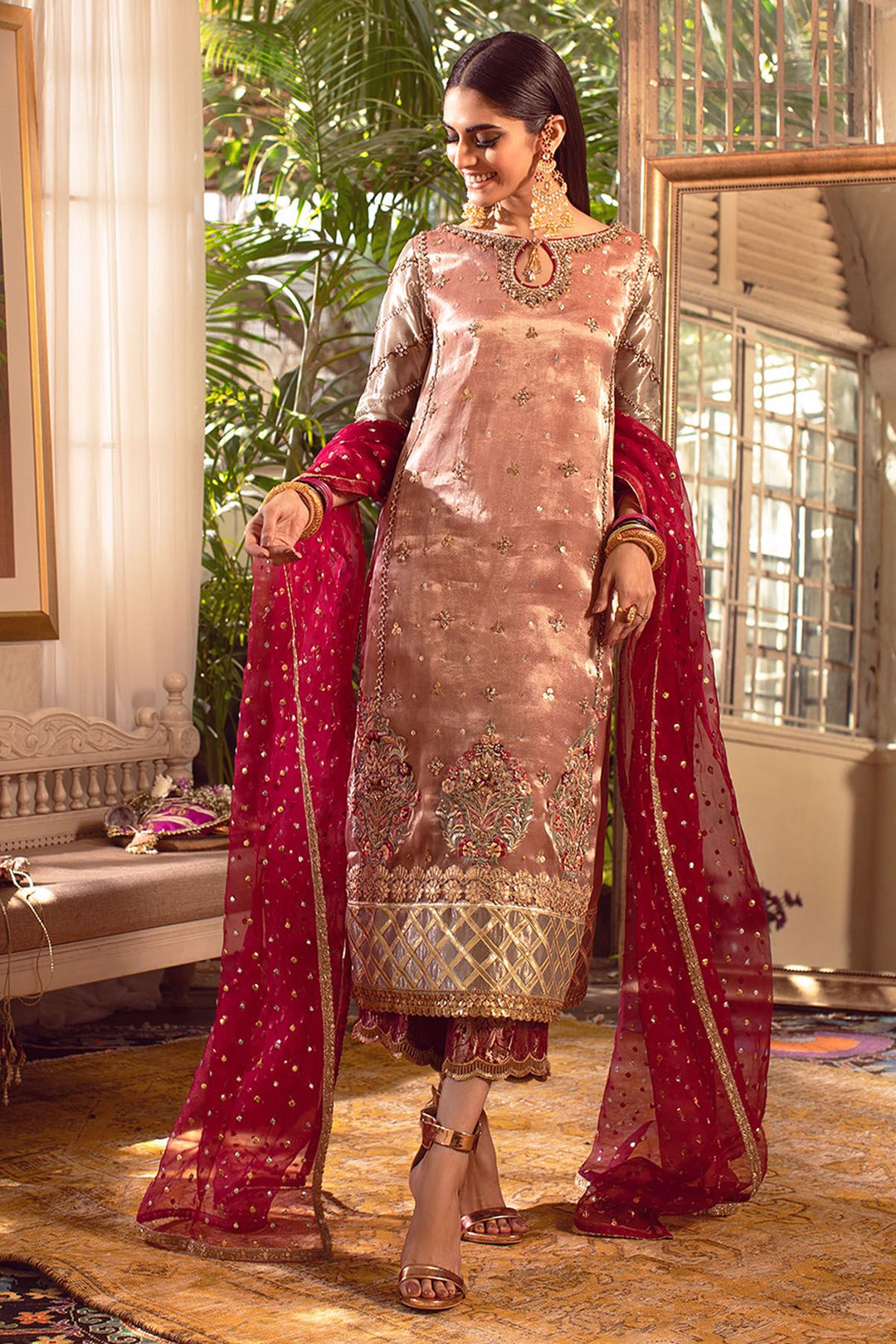 Trouser Shirt for Wedding Party in Rose Gold Color