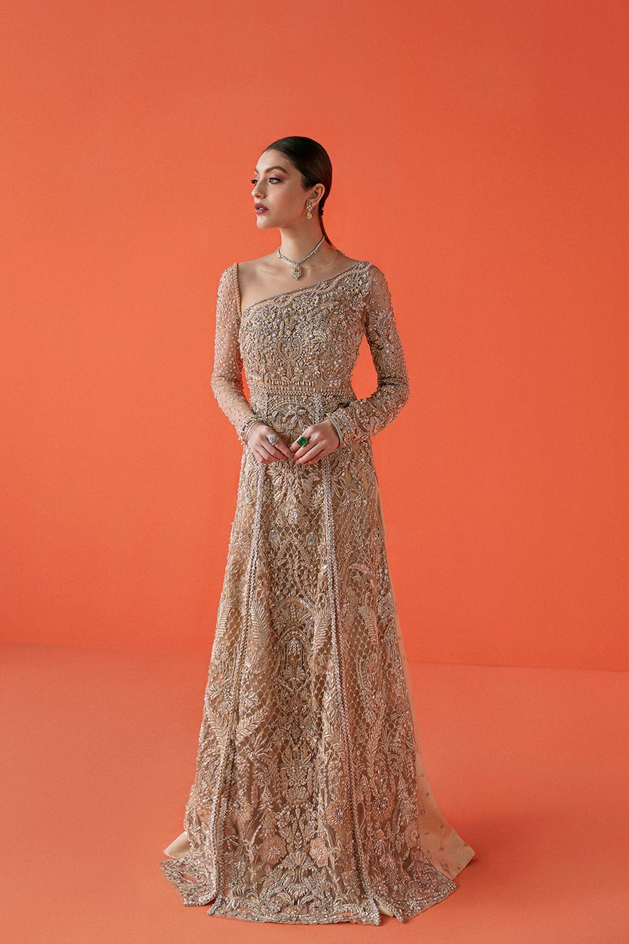 Unique Indian Bridal Golden Skirt Lehenga Dress