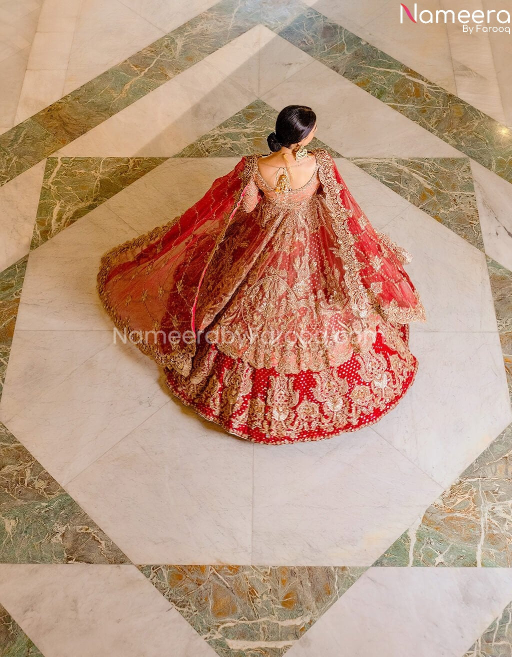 Pakistani Best Bridal Lehenga With Long Frock  Backside View