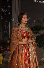 Velvet Bridal Lehnga Dress for Pakistani Wedding Wear