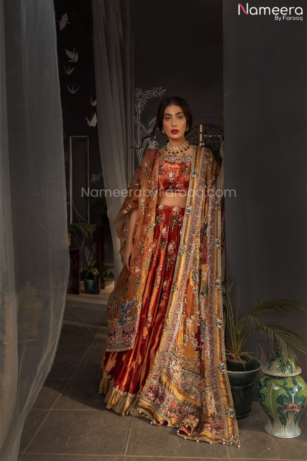 Velvet Bridal Lehnga Dress for Pakistani Wedding