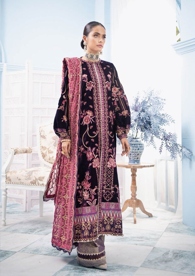 Velvet Dress Pakistani in a Shade of Indigo Online