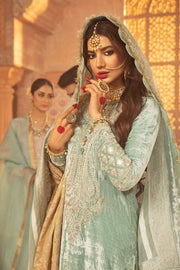 Velvet Kameez Salwar in Soft Sea Green Shade 2022