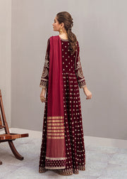 Velvet Pakistani Dress Frock in Maroon Color 2022