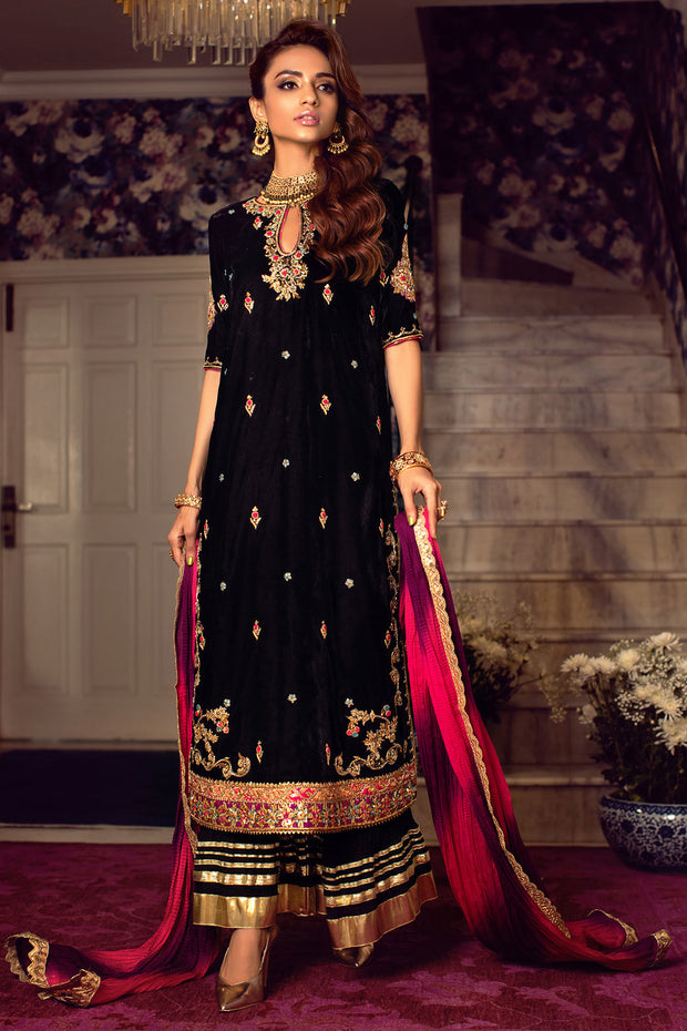 Velvet Pakistani Dress in Capri Kameez Style
