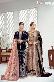 Velvet Pakistani Long Dress for Wedding Party dress