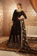 Velvet Pishwas Dress Pakistani in Black Color Designer