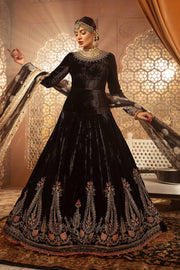 Velvet Pishwas Dress Pakistani in Black Color