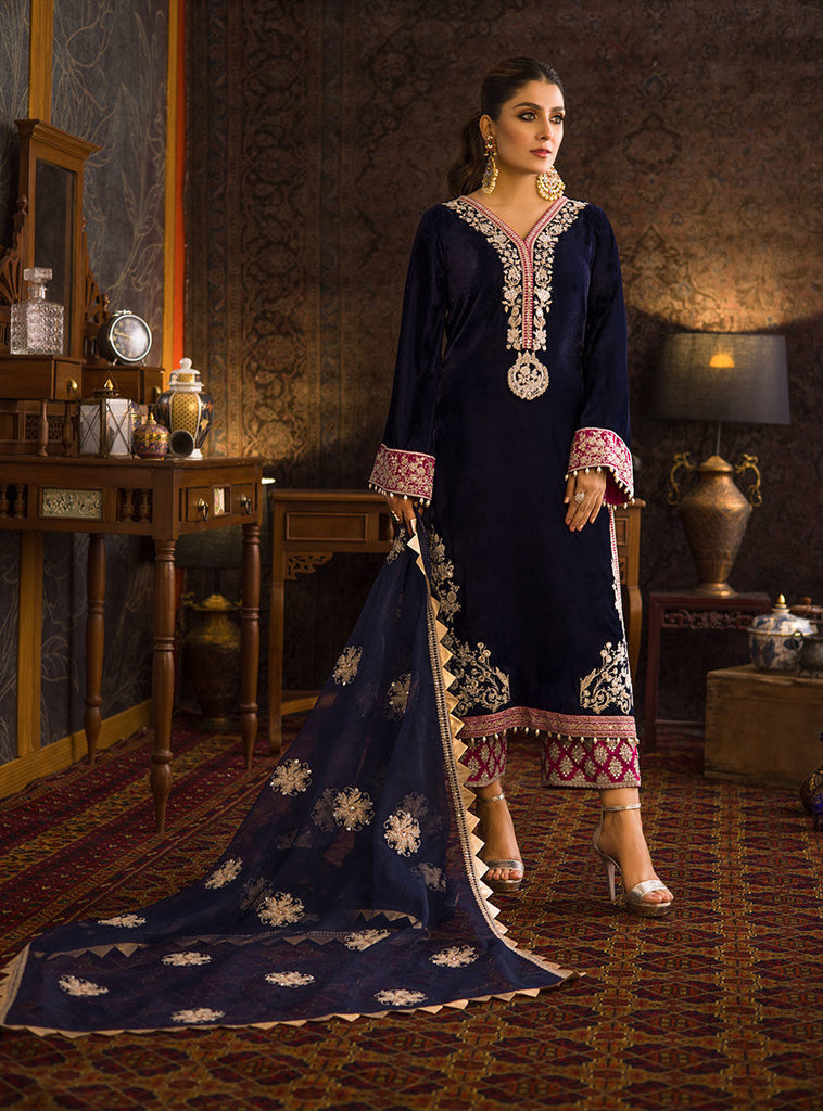 Velvet Salwar Kameez Designs Pakistani Dress for Party Wear Nameera by Farooq
