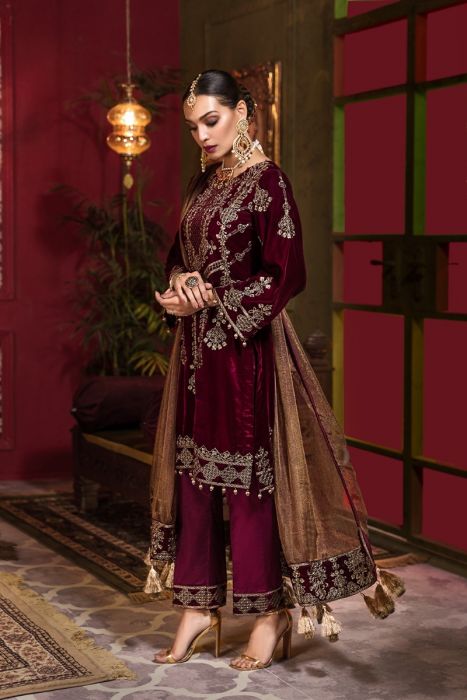 Velvet embroidered Party dress with beautiful work SMALL Velvet embroidered Party dress with beautiful work SMALL