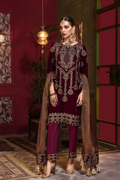 Party Wear Velvet Dresses for Next Formal Events Embroidered Velvet Dresses