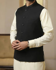 Waistcoat Pakistan for men in black color 1