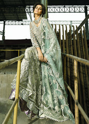 Latest bridal waleema dress for wedding wear in mint green color 