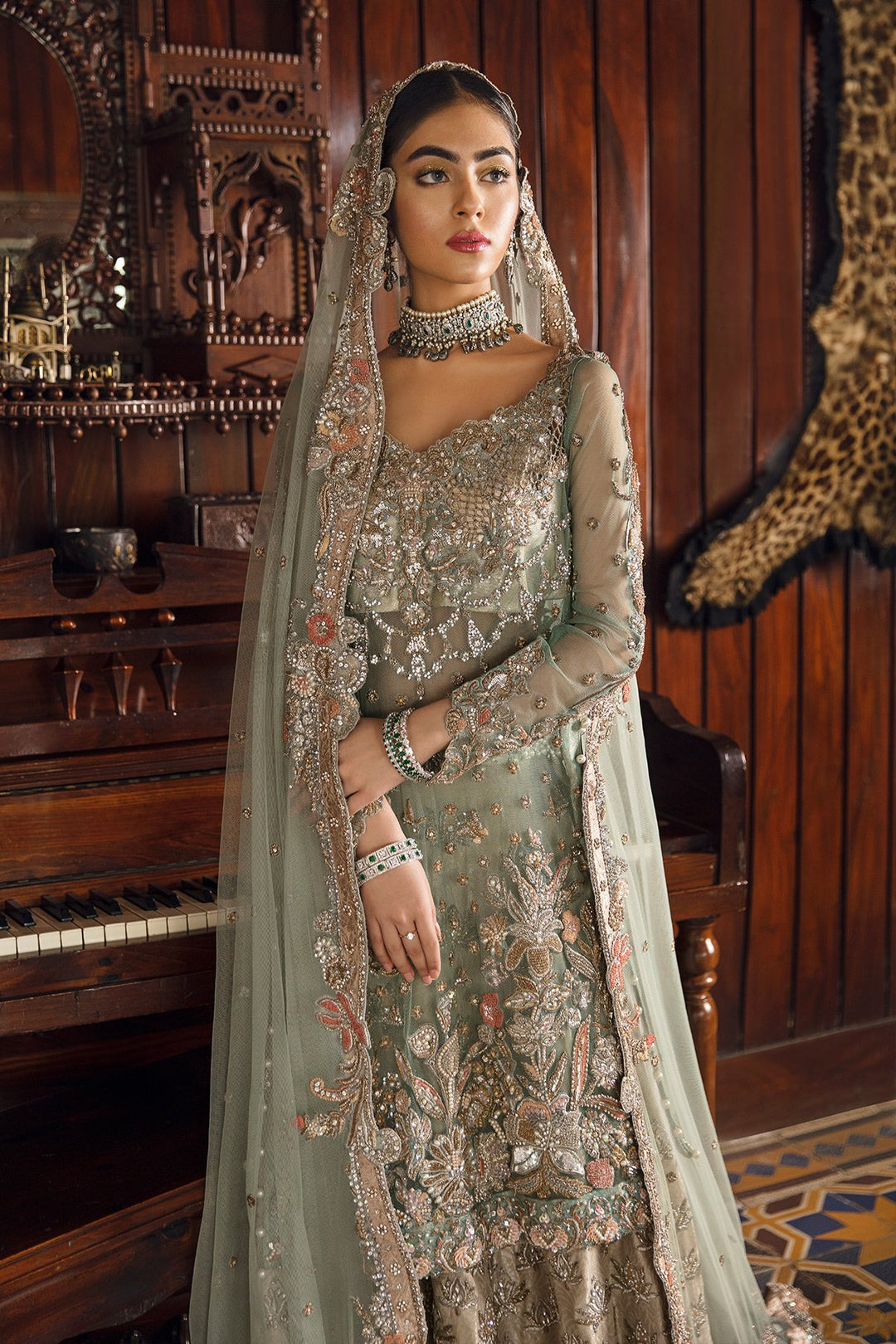Walima Wedding Outfit with Embroidery Close Look