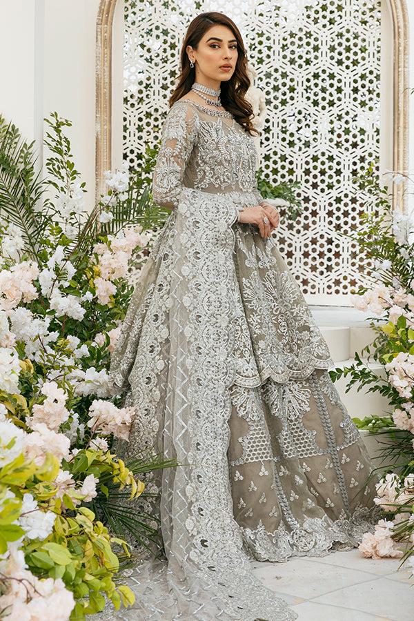 Wedding Lehenga Frock Grey Bridal Dress Pakistani