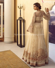 Wedding Long Front-Open Shirt Dress in Tea Pink Pakistani