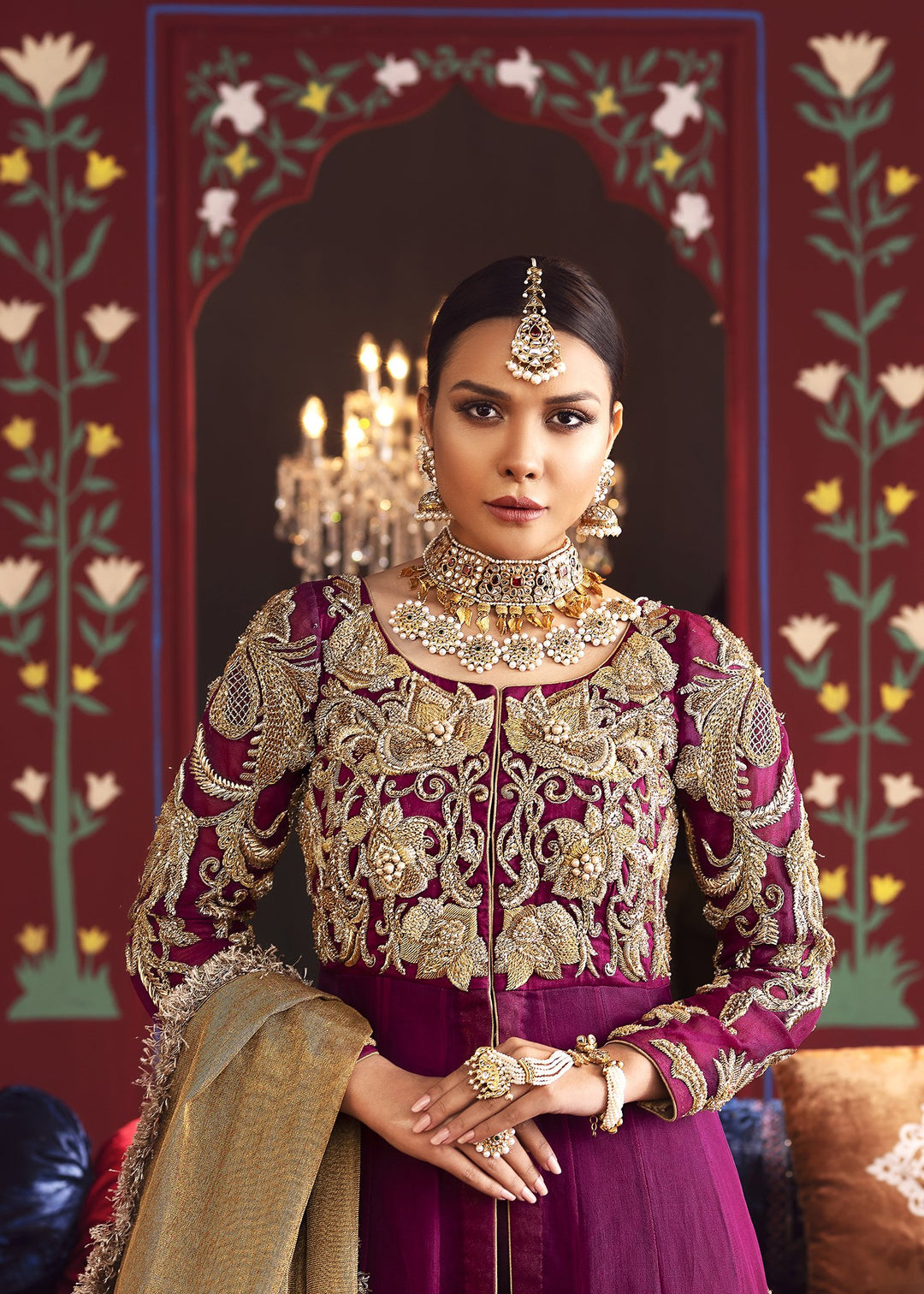 Wedding Party Frock With Embroidery Close Up
