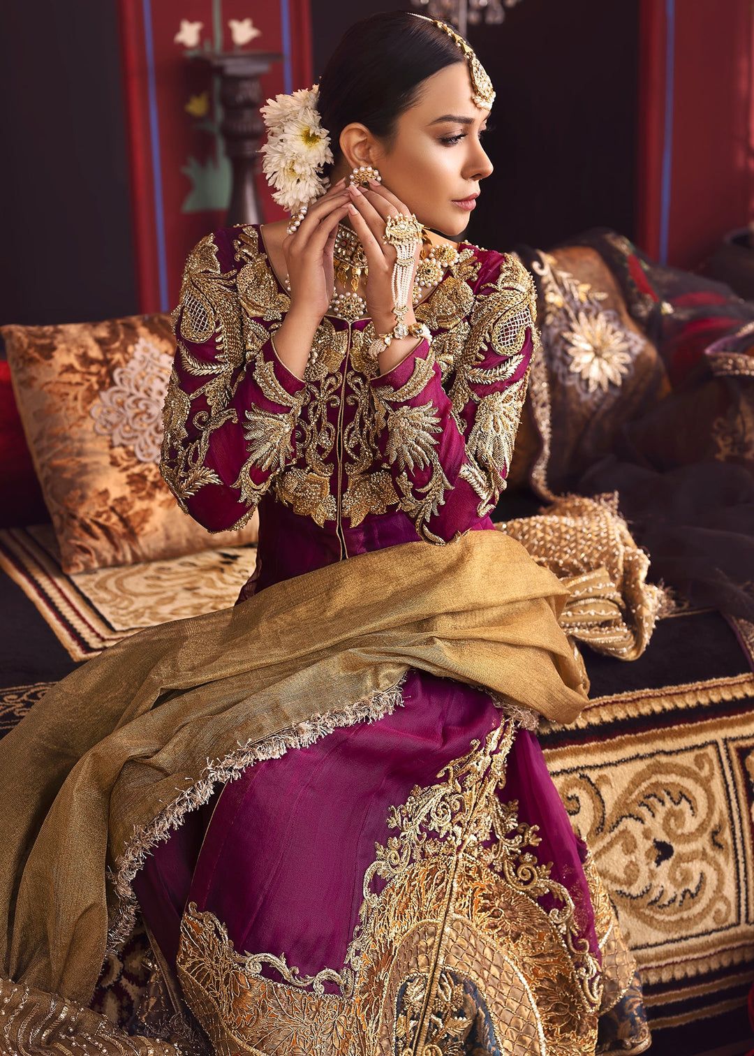 Wedding Party Frock With Embroidery Overall Look