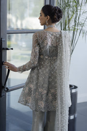 Wedding Party Gharara Dress in Gray Color Backside Look
