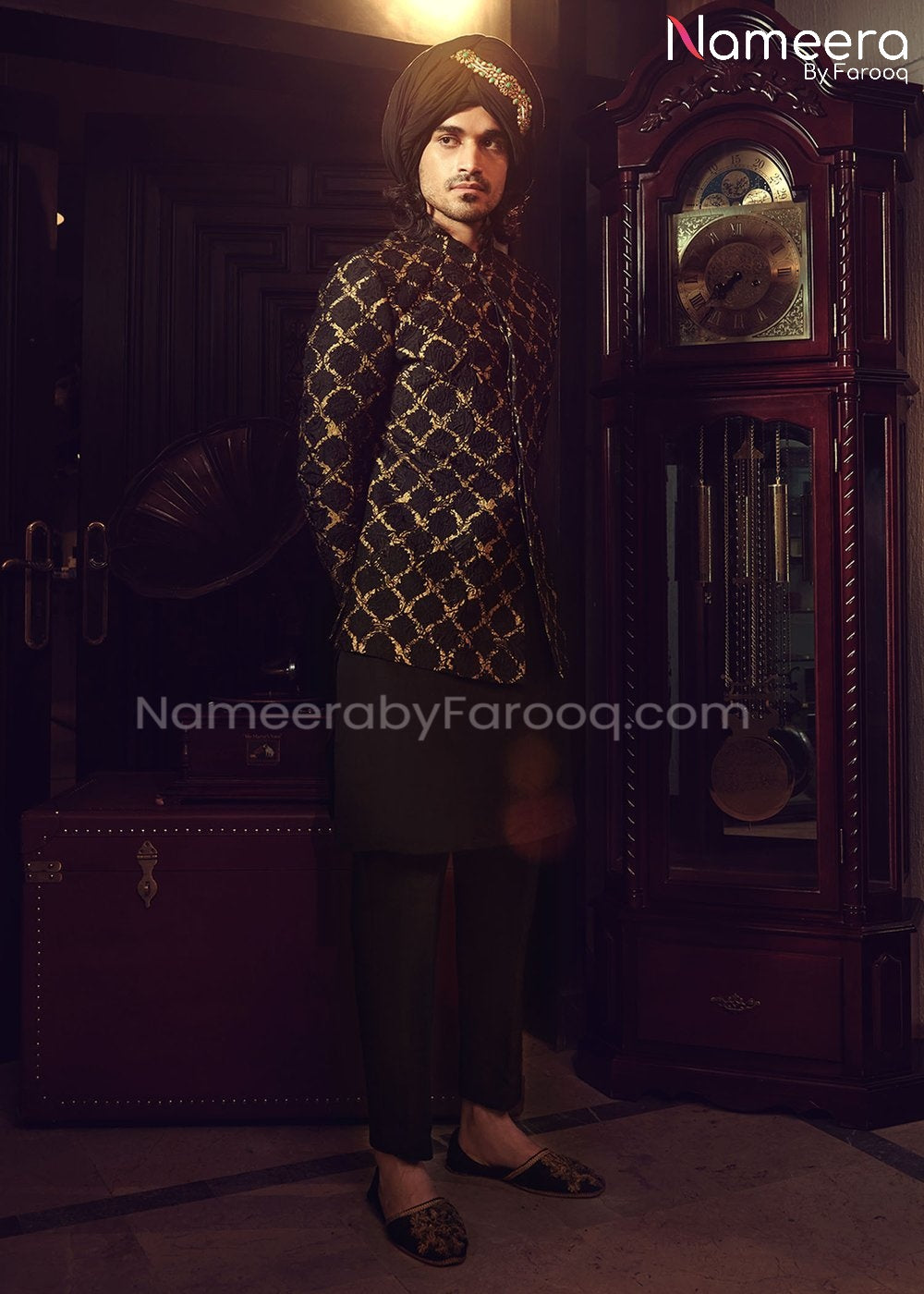 Wedding Sherwani for Groom with Embroidery Overall Look