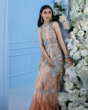 Wedding Shirt Gharara Dress in Peach 2022