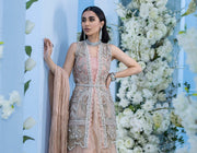 Wedding Shirt Gharara Dress in Peach