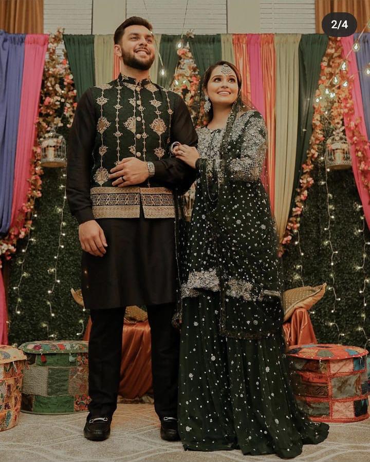 Pakistani Mehndi Dress Green Peplum Shirt #C102