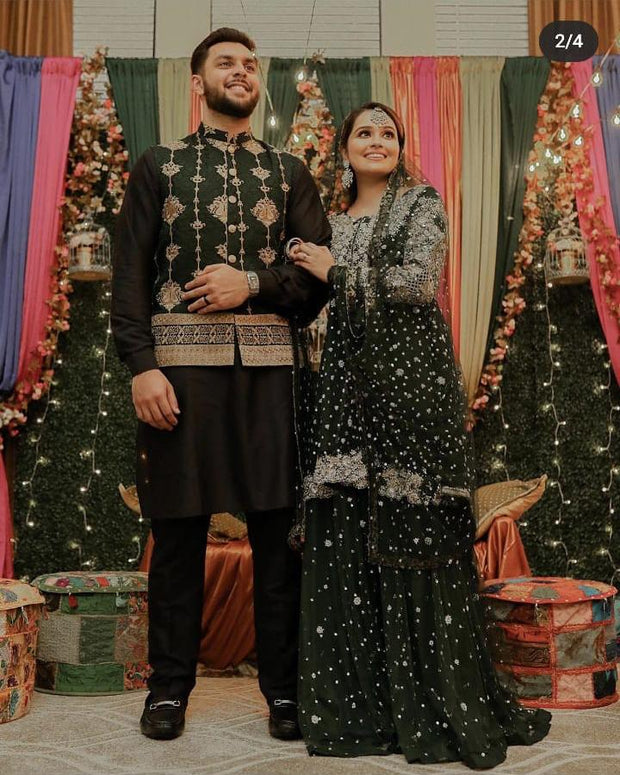 Pakistani Mehndi Dress Green Peplum Shirt #C102