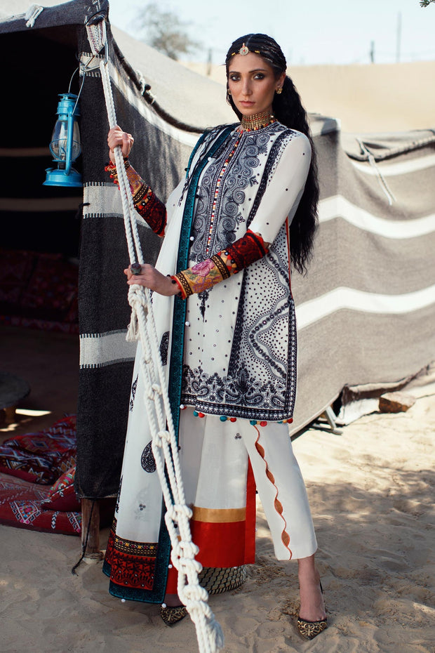 White Black Lawn Kameez Capri Pakistani Eid Dress