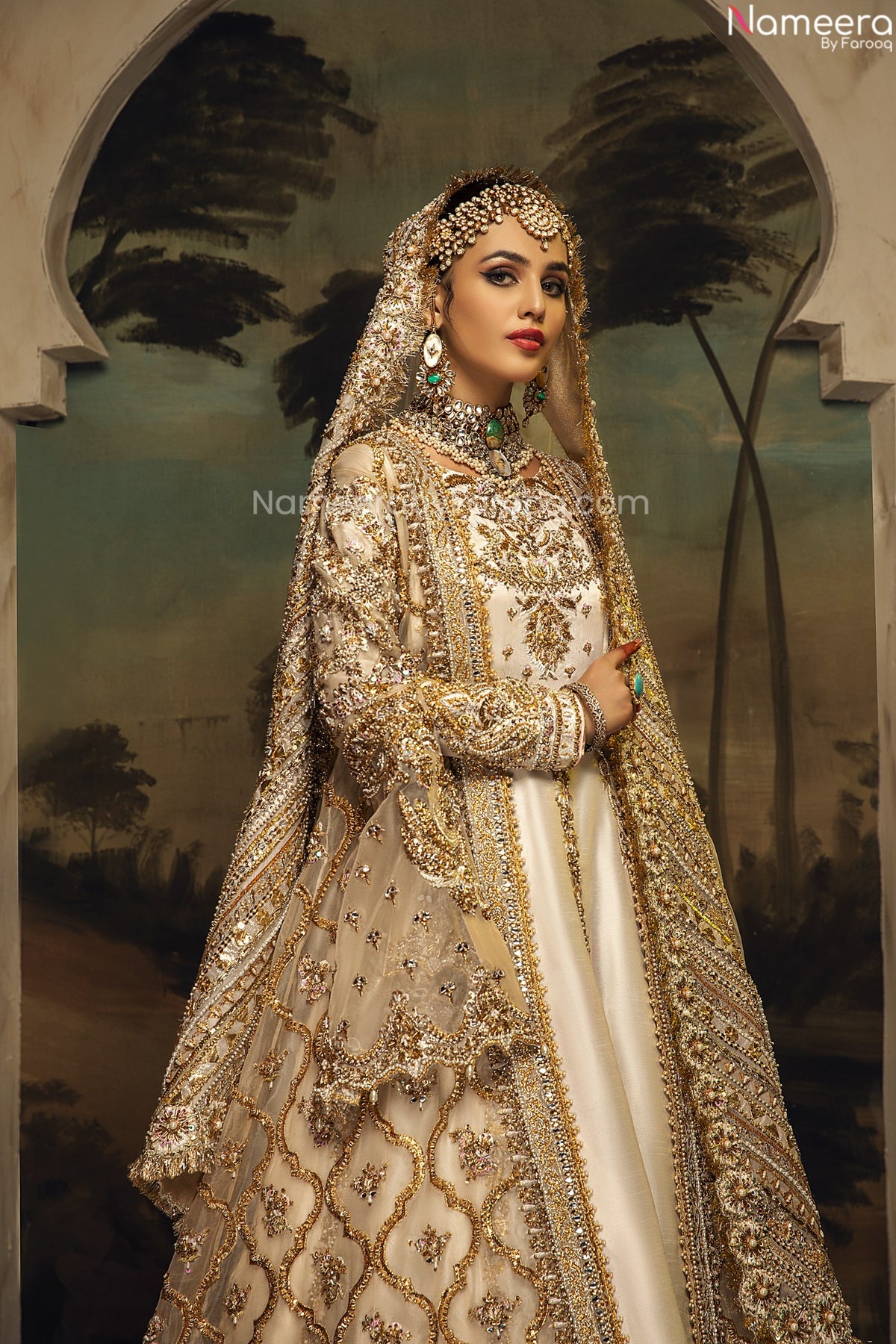 Embellished White Bridal Dress Pakistani Designer Attire – Nameera by