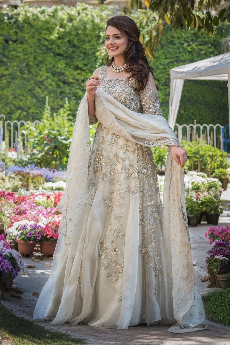 White Bridal Maxi Frock for Wedding 
