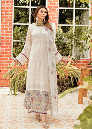 White Chiffon Party Outfit with Organza Patch