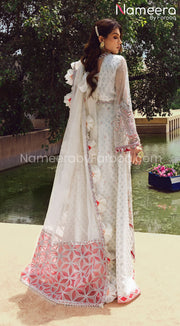 White Dress Pakistani with Luxurious Adornments Online